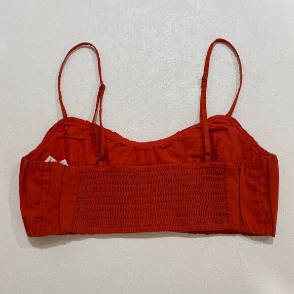 Abercrombie & Fitch Red Pleated Crop Top Adjustable Straps Size S - Picture 2 of 7